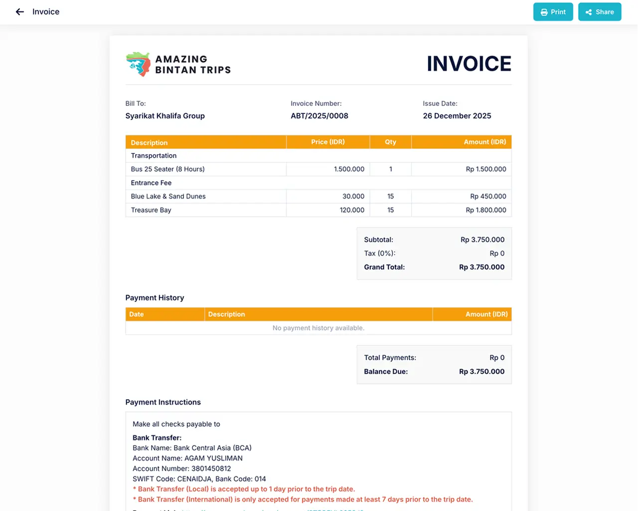 Invoice & Payment