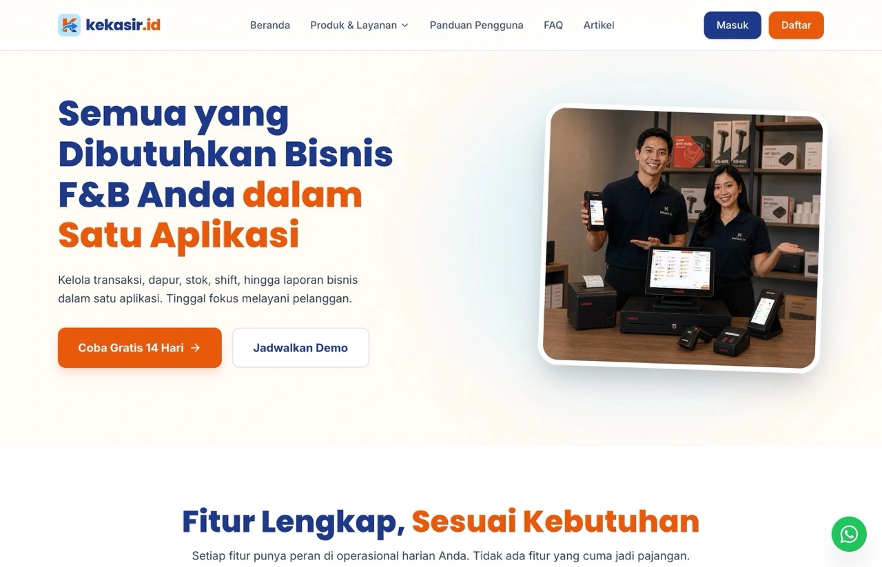 Screenshot dashboard kekasir.id